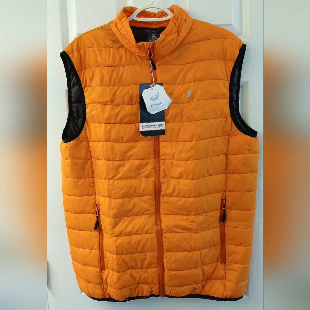 Little Donkey Andy Bright Orange Ultra‑Light Puffer Vest – Size Medium – NWT